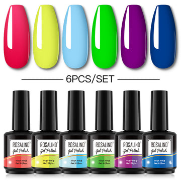 ROSALIND Gel Nail Polish 6Pcs/Set For Manicure Nails Art UV Gel Need Base Top Coat Vernis Semi permanent Nail Polish 15ML